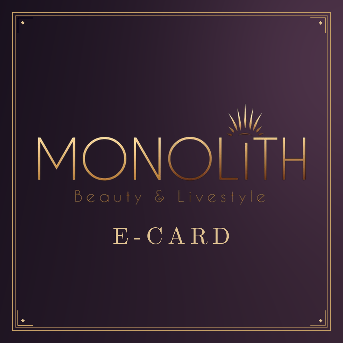 Monolith E-CARD mit unverändertem Original-Logo auf Pflaumenverlauf