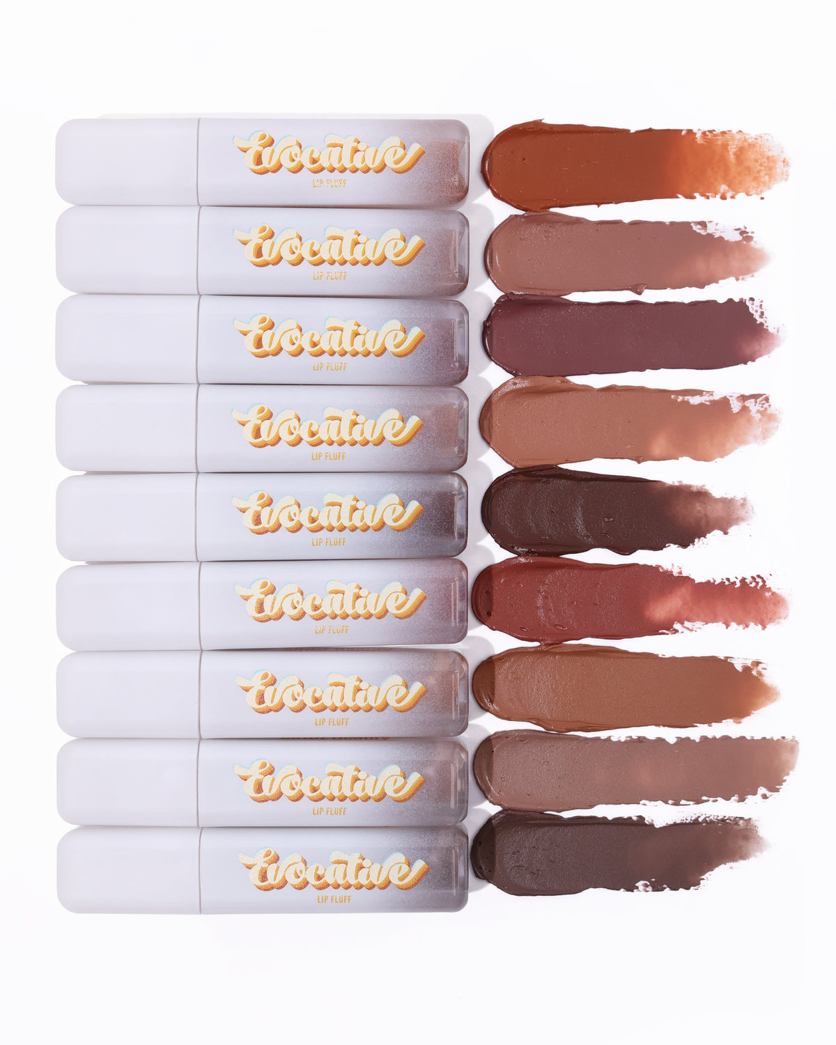 Swatches der Evocative Lip Fluff Farben